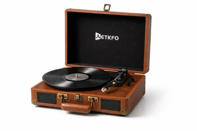 AETKFO Retro Koffer Plattenspieler Lautsprecher USB Port Schallplatten Spieler Vinyl 1A