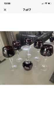 Nachmann Traube Cut to Clear Crystal Wine Glasses Germany 8''t 6oz Set Of 6