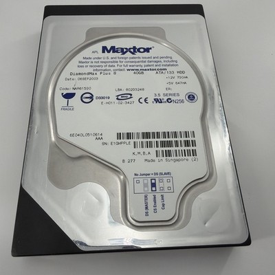 MAXTOR DiamondMax Plus 8 Internal Hard Drive - 40 GB (2002) ATA/133 HDD