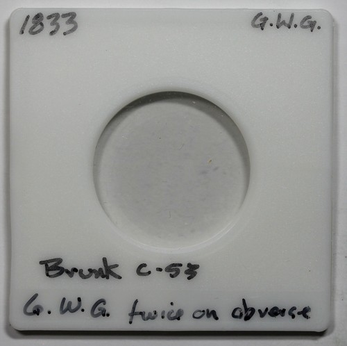 1833 Classic Head Half Cent, C-1, "G.W.C" counterstamps, Brunk C-53 - Picture 3 of 3