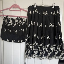 NEXT Womens 2-Piece Outfit Set Size 12 Cotton Floral Embroidered Sleeveless
