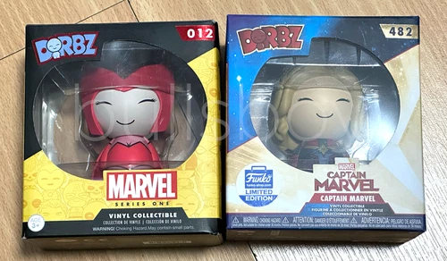 Lot of 2 Funko Dorbz Exclusive Captain Marvel & Classic Scarlet Witch