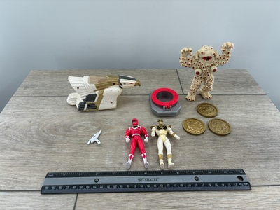 #ad #ad Vintage Bandai Mighty Morphin Power Rangers Saban Red Belt Buckle Eagle Toy Lot $9.99