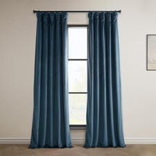 Avalon Blue Room Darkening Velvet Curtain Panel 50X84 Light Control 1 Pack