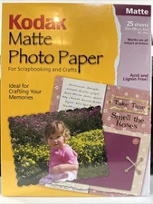 New Kodak Matte Photo Paper Scrapbooking Photography Crafts 25 Sheets 8.5"x11"