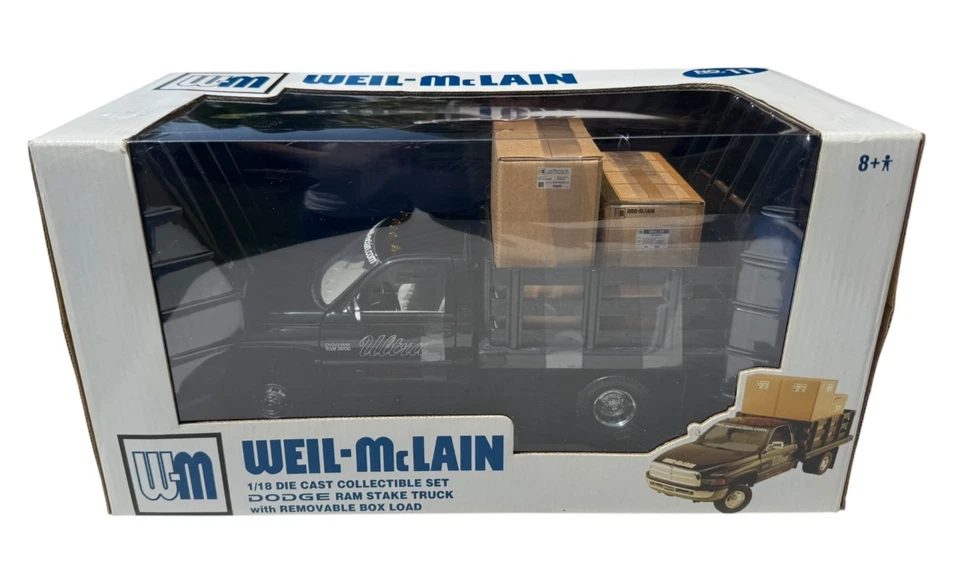 Weil-McLain Dodge Ram Stake Truck Die-Cast 1:18 Model No.11 w/ Box Load – NIB - Image 2 of 4