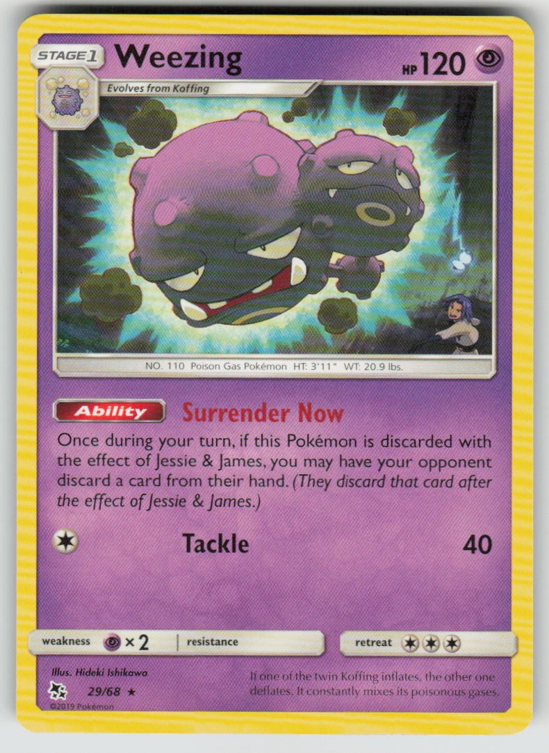 Weezing 29/68 Rare Hidden Fates Pokemon NM