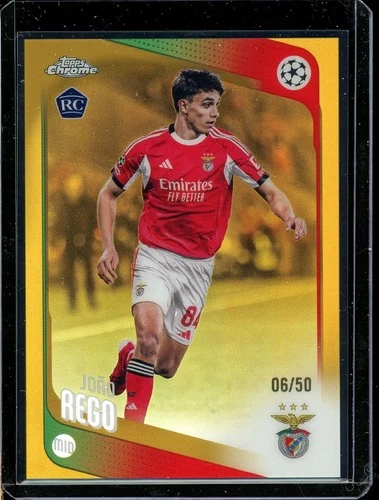 Joao Rego Rookie 2025-26 Topps Chrome UEFA CC 06/50 Gold Refractor Benfica