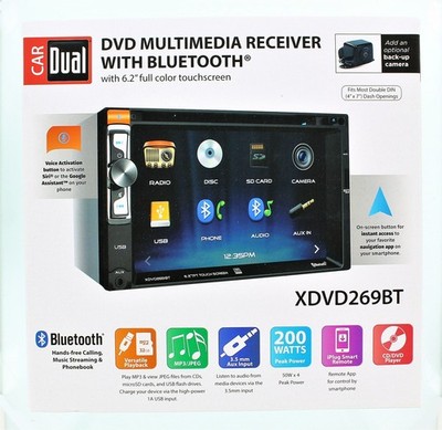 Dual Car DVD Multimedia Receiver With Bluetooth With 6.2'' Full Color Touchscreen