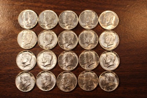 1964 P Kennedy 90% Silver Half Dollar Roll of 20 Coins Choice To GEM BU