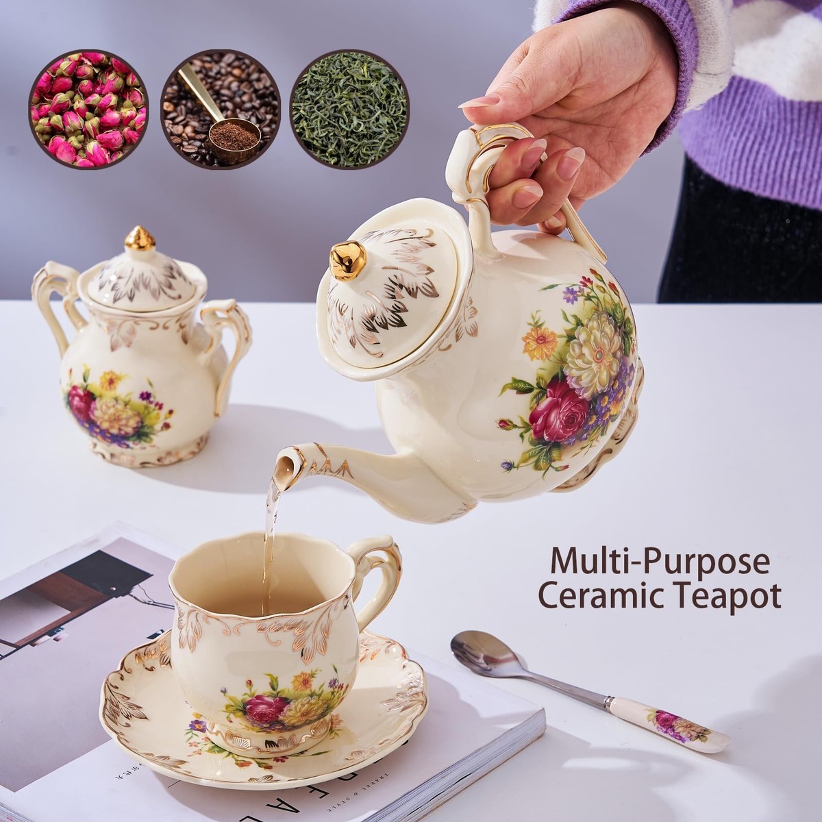 Vintage Teekanne 800ml - Edelstahl Mit Sieb Für Losen Tee