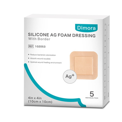 Dimora Silicone Foam Dressing Silver Ag Sterile Wound Bandage with Gentle Sil...