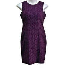 Calvin Klein Dress Women's Size 12 Purple Black Sleeveless Sheath Knee Length