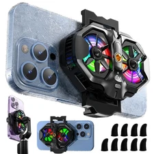 Mobile Phone Cooler with RGB Backlight and Temp Display, Cellphone Cooling Fa...