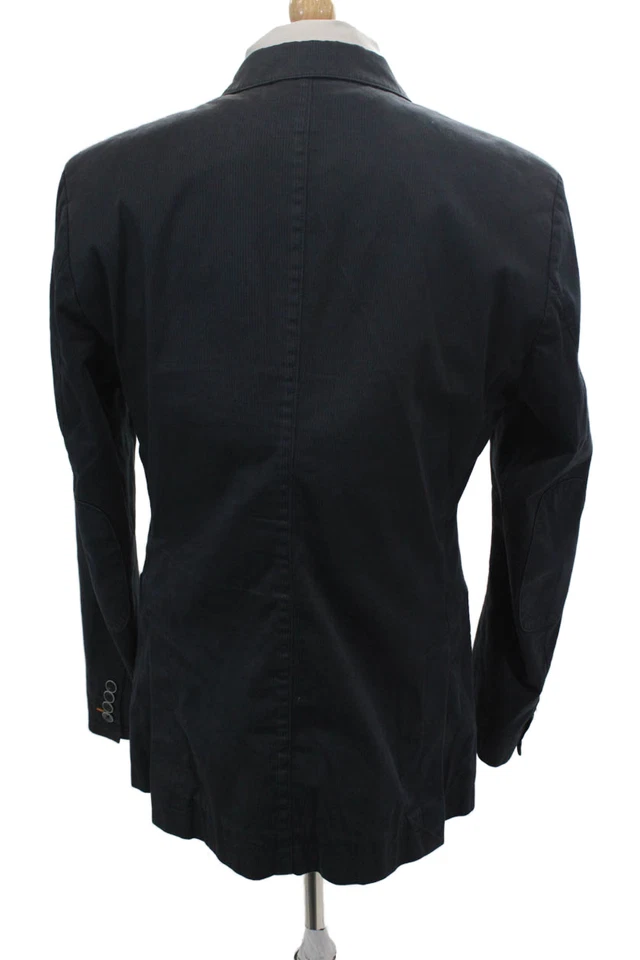 Blazer Bugatti Para Hombres Mezcla de Algodón Rayas Dos Botones Manga Larga Azul Marino Talla 50 Foto 4 de 4