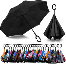 49/56 Inch Inverted Reverse Upside down Umbrella, Extra Large Double Canopy Vent