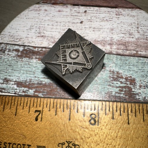 Printing Block ( Masonic Image ) Nice Details, Lead Face - Picture 5 of 5
