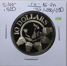 1977 Singapore 10 Dollars ASEAN 10th Anniversary OLD Proof Silver Coin 0.500