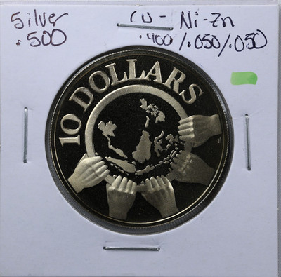 1977 Singapore 10 Dollars ASEAN 10th Anniversary OLD Proof Silver