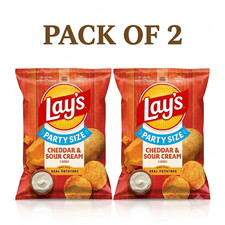 Pack of 2 Lay's Cheddar Sour Cream Potato Chips Party Size 12.5 oz Bags Snacks