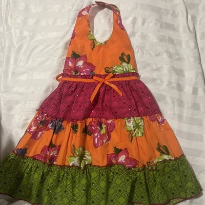 Blueberi Boulevard Girls Size 6 Floral Halter Dress Tropical Summer