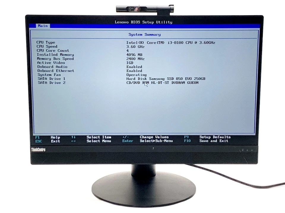 Lenovo ThinkCentre M820z AIO Computer PC 22" i3-8100 3.6GHz QC 250GB SSD 4GB - Image 3 of 4