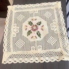 50cm Vintage Hand Embroidery Crochet Doily Square Lace Table Topper Tablecloth