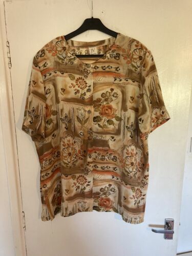 Vintage Jacques Very Floral Button Up Blouse Shirt Padded Shoulders Size 18 VGC