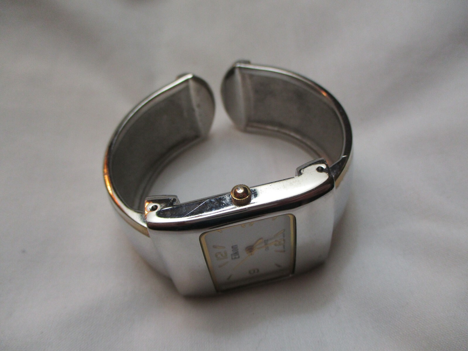 Eikon Wristwatch Rectangular White Face Silver To… - image 1