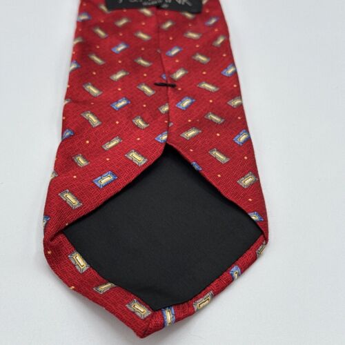 Jos, A Bank Tie Necktie Red 100% Silk 62" x 3.5" Made in Italy XL Length - Picture 3 of 8