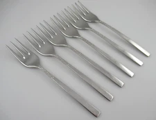 6 Cocktail Forks LOVE STORY Viners Sheffield England Stainless Steel Flatware