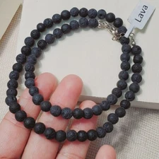 Delicate Lava Rock Smooth Round Gemstone Beaded Joint Pain Necklaces 24'' Unisex