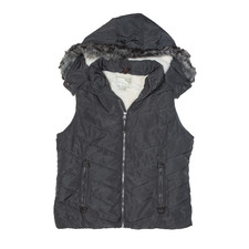 Green Tea Faux Fur Lining Puffer Gilet Grey Womens L
