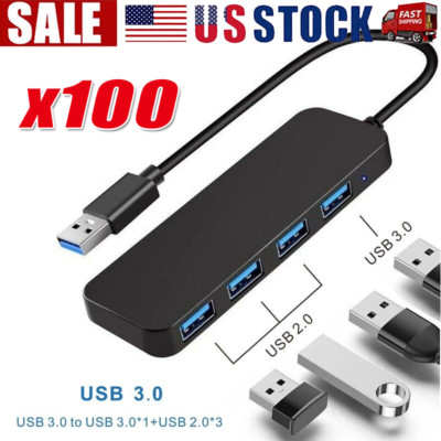 4 Port USB 3.0 Hub Splitter Multi Adapter 5Gbps High Speed PC Desktop Laptop LOT