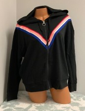 Victoria's Secret Pink Slouchy Pullover Hoodie Sweatshirt sz Small Black