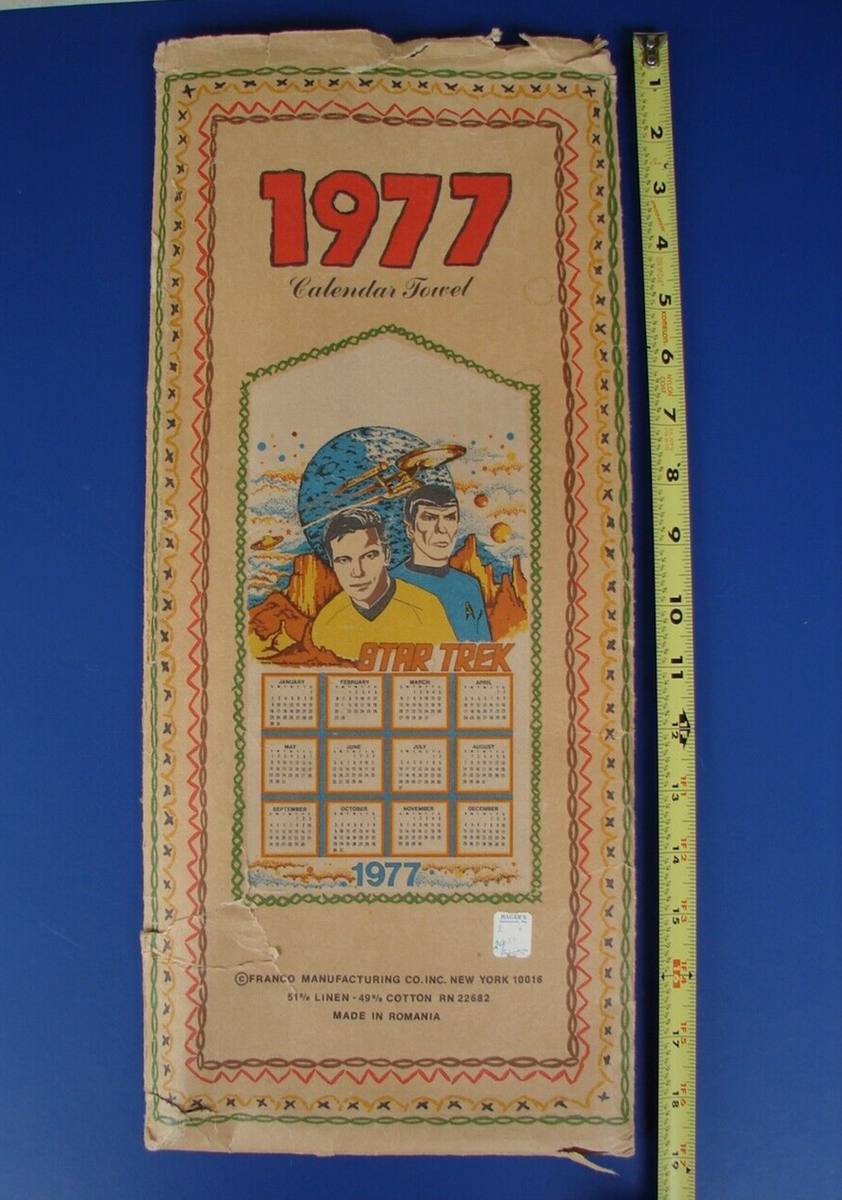 1990 宇宙企画Calendar VTG UNUSED Star Trek 1977 Cloth Calendar In original pack Franco