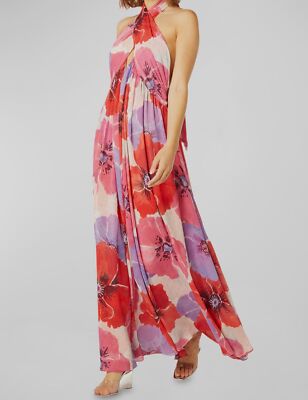 Misa Los Angeles Women's Alexandra Floral & Metallic Halterneck Dress - Poppy Love - Size Small