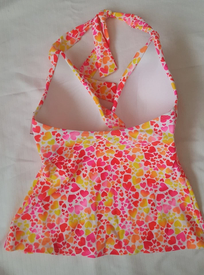 Traje de baño bikini halter estampado corazón Lauren Ralph Lauren 6 rosa amarillo Foto 3 de 4