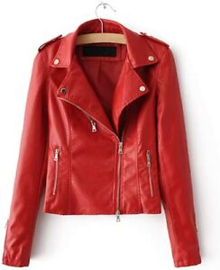 LJYH Womens Stand Collar Slim Faux Leather Jacket 