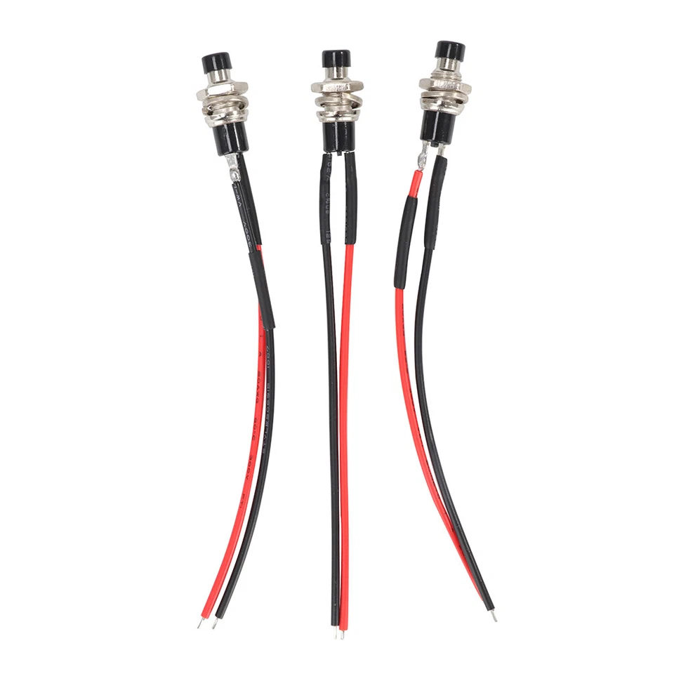 3PCS Mini Push Button Pre-Wired Momentary N/O OFF-ON Switch Plug 12V 5AMP SPST - Image 2 of 4