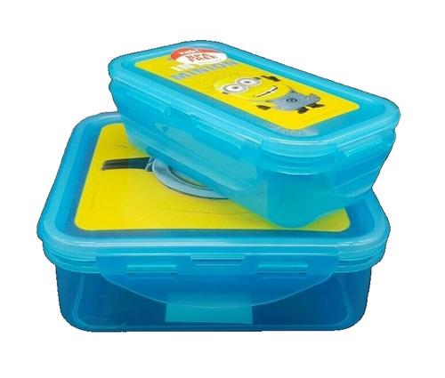 BNWT Minions Personalised Name Sandwich Box And Snack Box Lunch Container Set - Picture 2 of 2