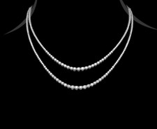 6.4Ct Authentic Lab-Grown Diamond Double Layered Necklace 18" Sterling Silver