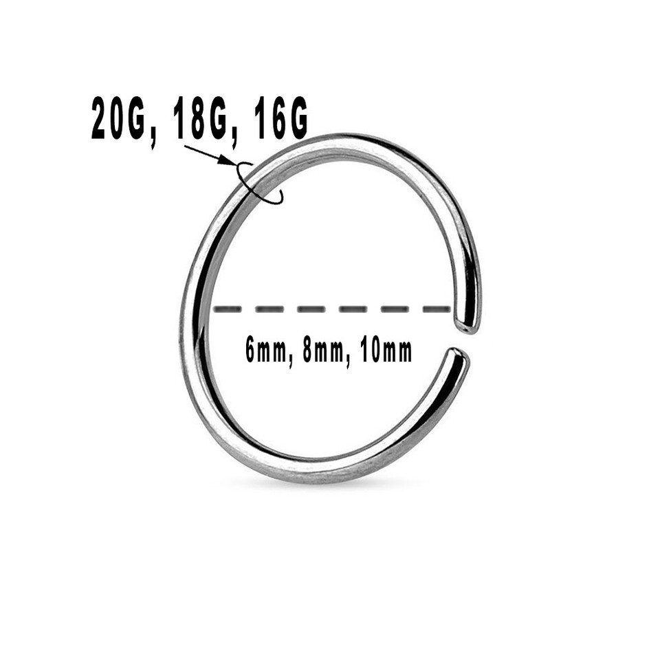 20G 18G 16G Seamless Piercings Rings Bendable Anodized Surgical Steel Sold Each
