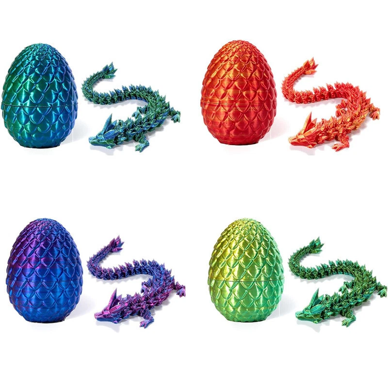 Surprise Dragon Egg Articulating Gemstone Dragon Fidget Toy 3D Printed Dragons