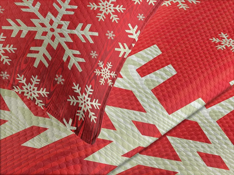 雪花床罩,圣诞节冬季插图抽象木制图案 Ba... — 第 4/4 张图片