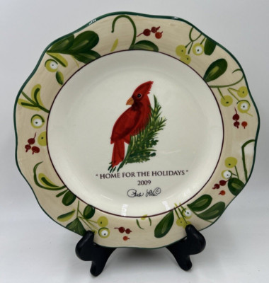 Paula Deen Home for the Holidays 11  Christmas Dinner Plate Cardinal Dated 2009