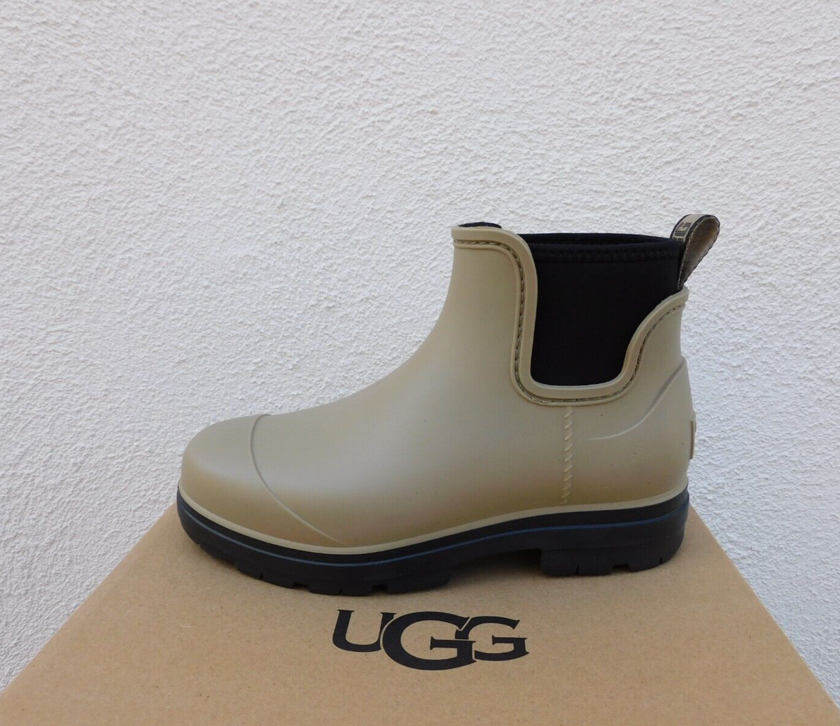 新品 UGG DROPLET 23cm US6 長靴 レインシューズ UGG DROPLET TAUPE WATERPROOF RUBBER WOOL RAIN BOOTS, WOMEN