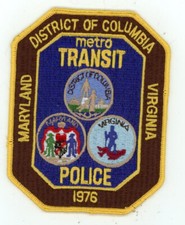 WASHINGTON DC MARYLAND VIRGINA DIST OF COLUMBIA TRANIST POLICE SHOULDER PATCH