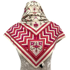 Bottega Venata Bufanda Rosa Flor Barroco Adorno Hum rollo ITALIA Seda Cuadrado 33"