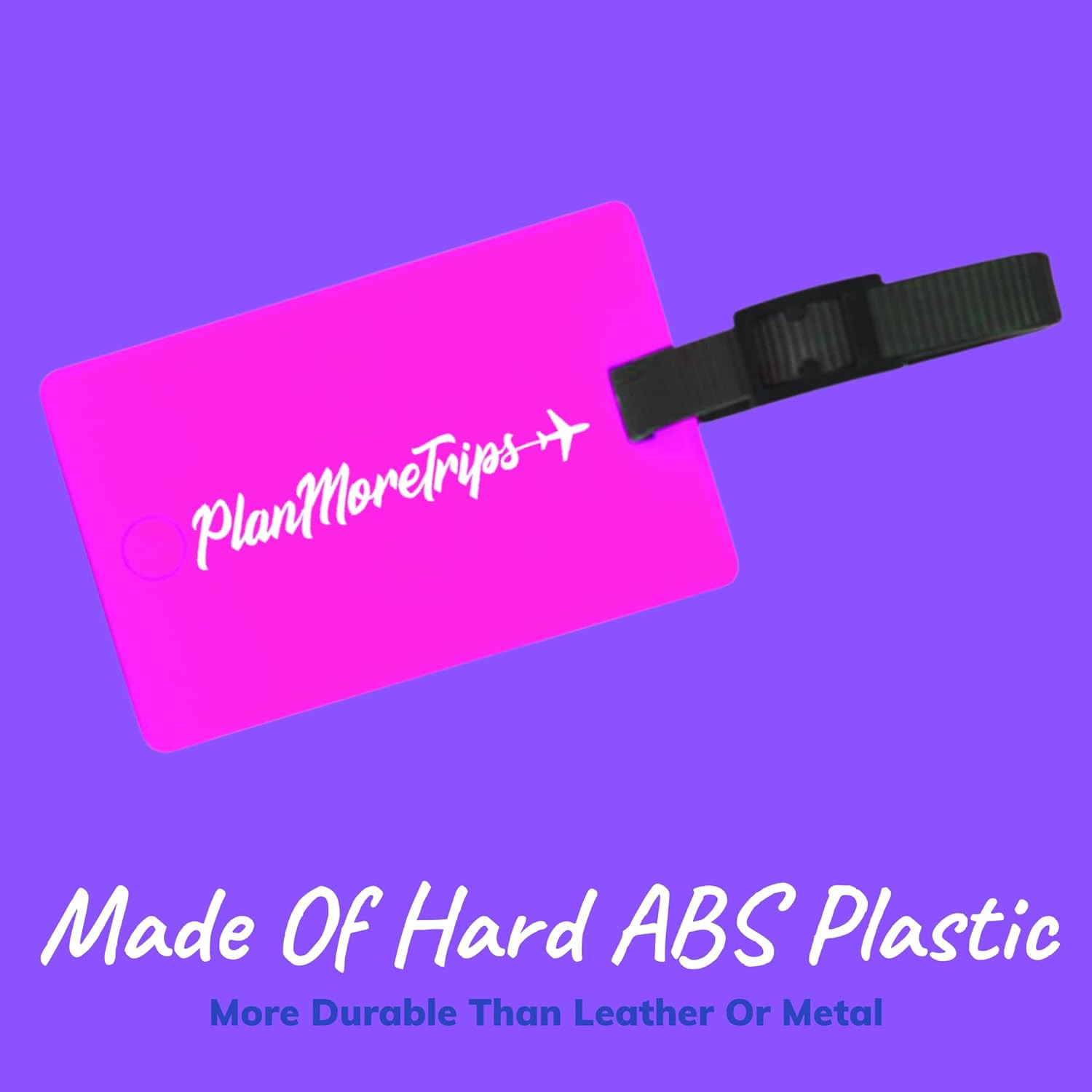 2 Pack Hard Plastic Neon Pink Luggage Tags for Women TSA Approved - Cute Bag Tag